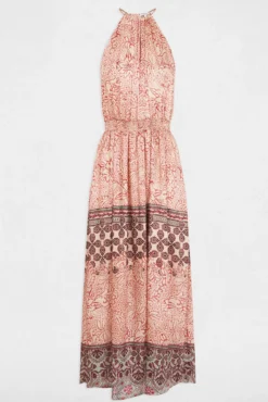 Vestido comprido reto estampado