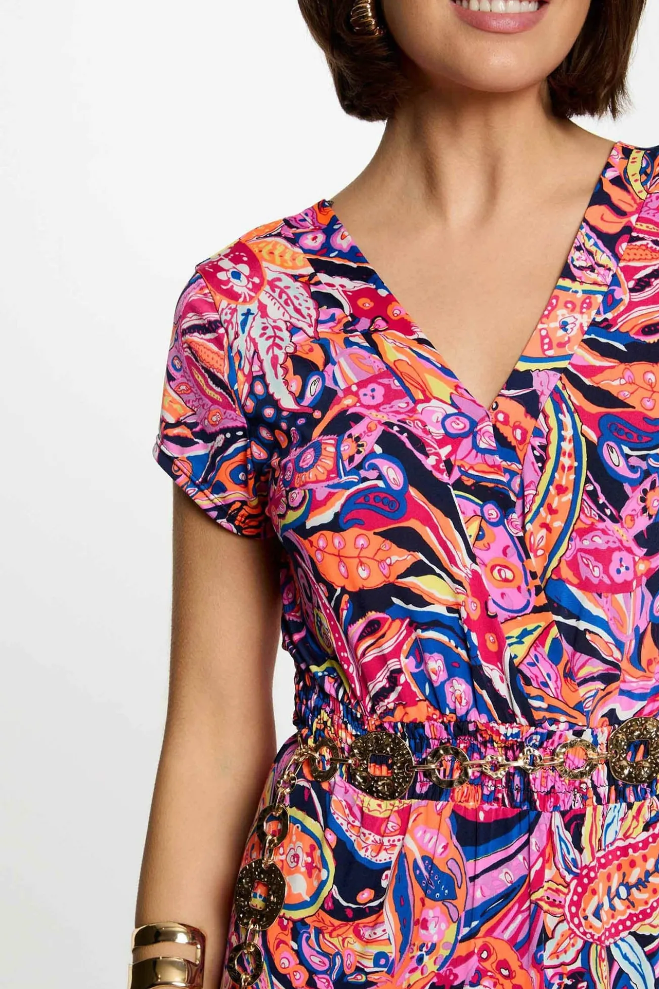 Vestido comprido reto estampado