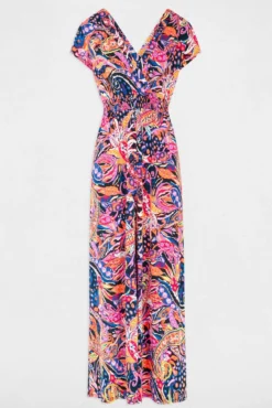 Vestido comprido reto estampado