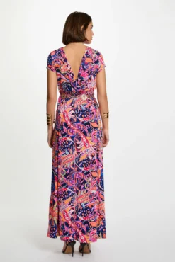 Vestido comprido reto estampado
