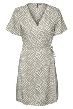Vestido corto cruzado cuello pico