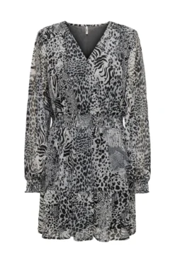Vestido curto com estampado animal