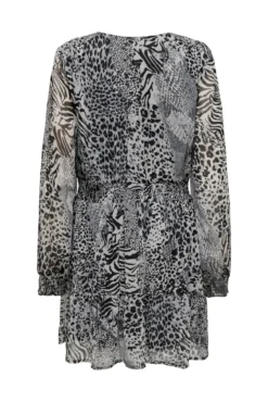 Vestido curto com estampado animal