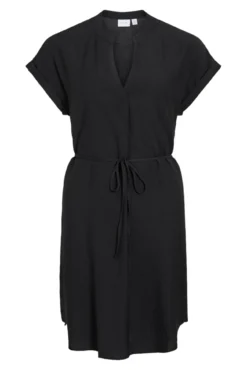 Vestido curto com gola mao e viscose