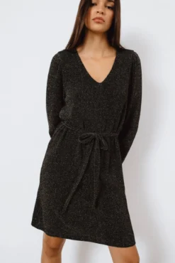 Vestido curto com lurex