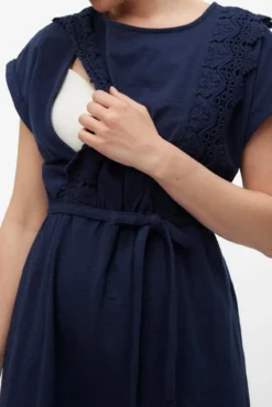 Vestido curto de algodão maternity e amamentação