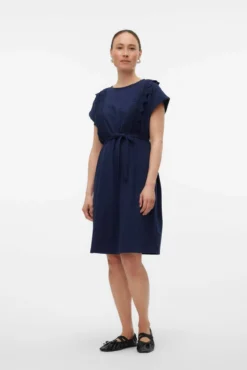 Vestido curto de algodão maternity e amamentação