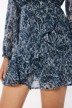 Vestido curto de chiffon com estampado de lurex