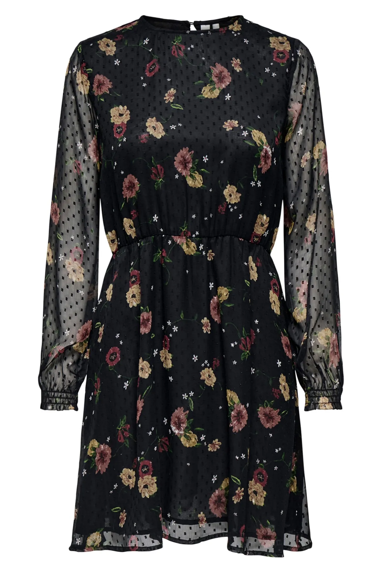 Vestido curto de chiffon com estampa floral