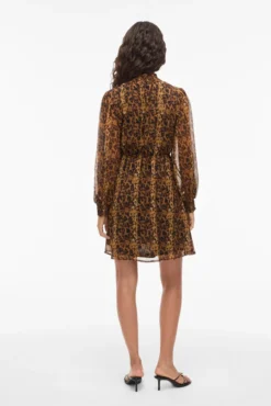 Vestido curto de chiffon estampado