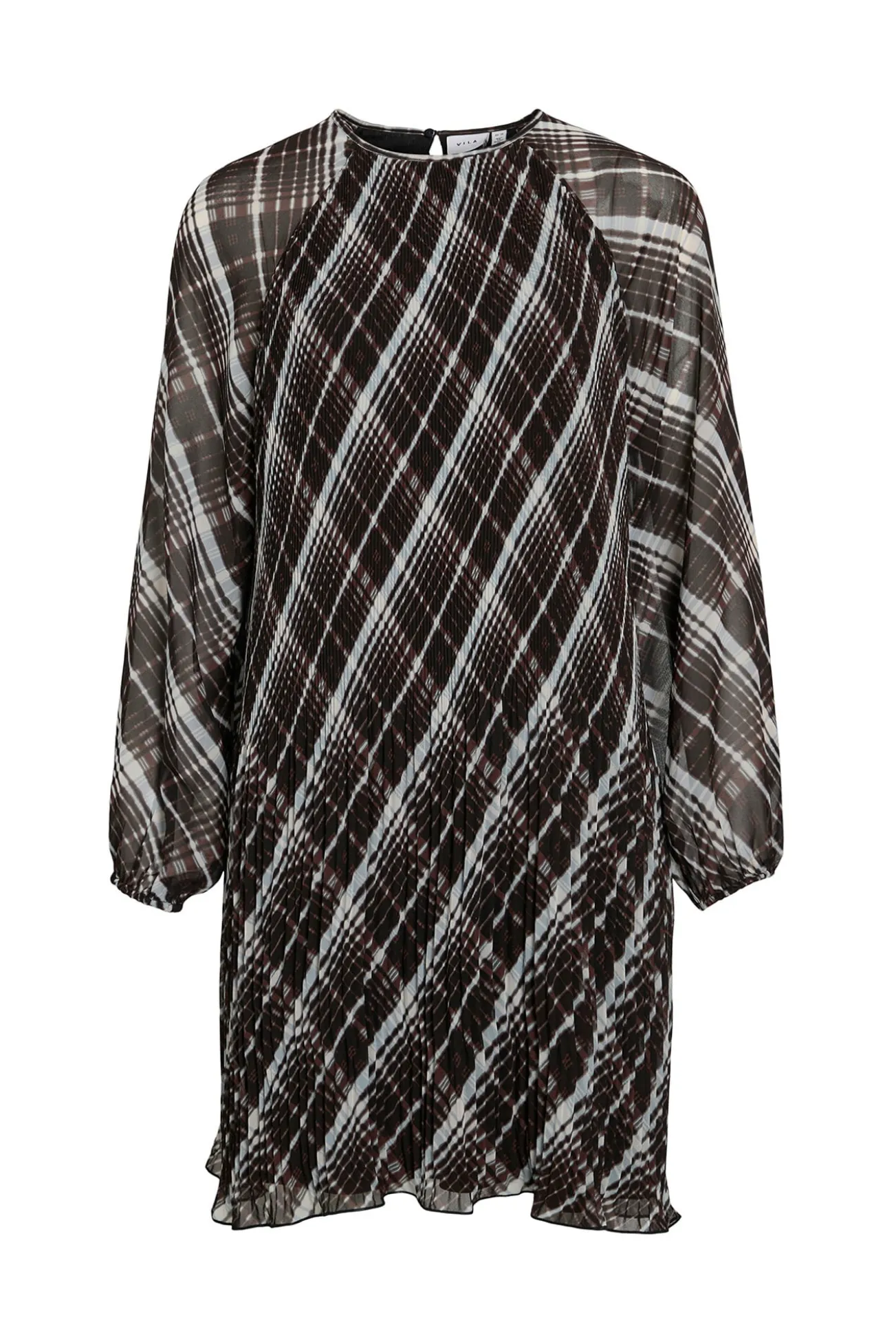 Vestido curto de chiffon plissado