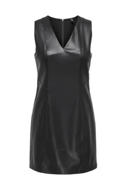 Vestido curto de couro vegano