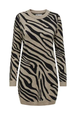 Vestido curto de malha com estampado animal