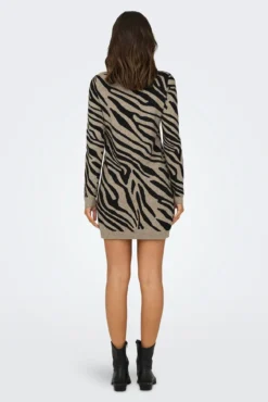 Vestido curto de malha com estampado animal