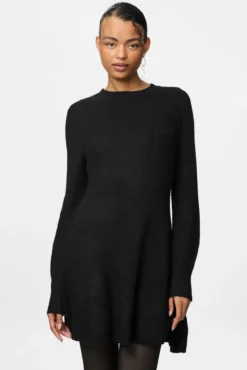 Vestido curto de malha com punhos