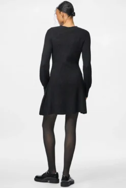 Vestido curto de malha com punhos