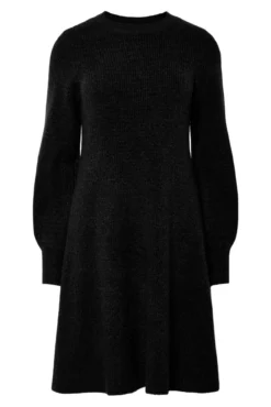Vestido curto de malha com punhos