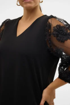 Vestido curto de manga comprida tamanho grande