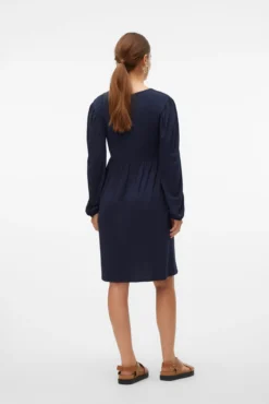 Vestido curto de manga comprida para maternity e amamentação
