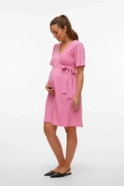 Vestido curto de manga curta maternity e lactância
