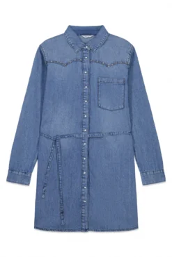Vestido curto denim com cinto