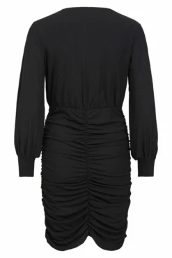 Vestido curto entalhado franzido