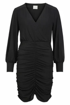 Vestido curto entalhado franzido
