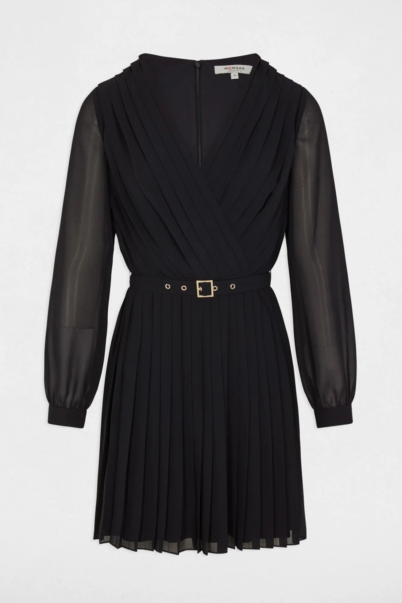 Vestido curto reto plissado