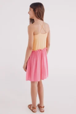 Vestido de alças bicolor para meninas