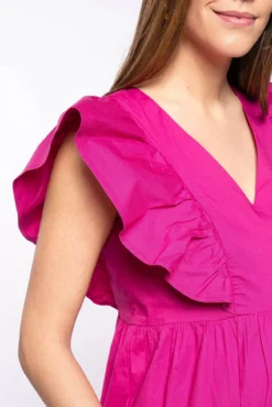 Vestido de amamentação com folhos nas mangas