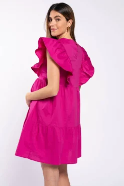 Vestido de amamentação com folhos nas mangas