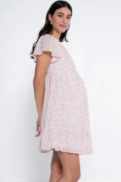 Vestido de amamentação estampado com botões
