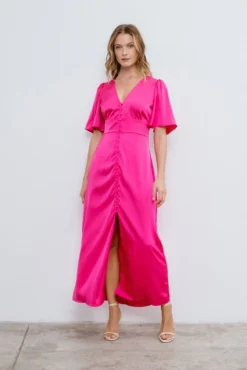 Vestido de festa midi de cetim