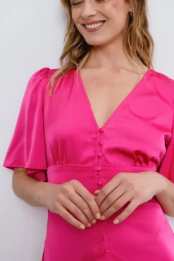 Vestido de festa midi de cetim
