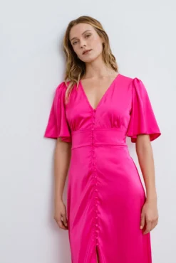 Vestido de festa midi de cetim
