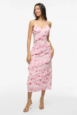 Vestido de festa midi estampado