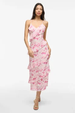 Vestido de festa midi estampado
