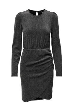 Vestido de festa pré-mamã preto em tecido com detalhe de glitter