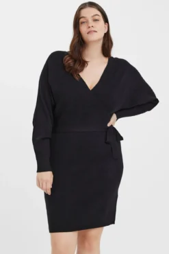 Vestido de malha cruzado de tamanho grande