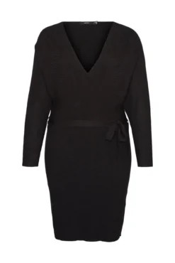 Vestido de malha cruzado de tamanho grande