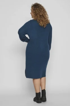 Vestido de malha midi com detalhe de renda
