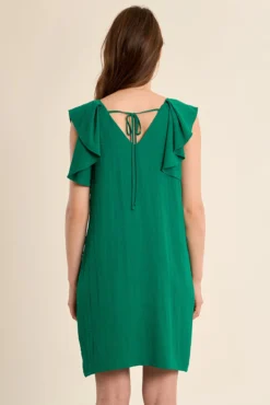 Vestido de manga curta borboleta com pregas