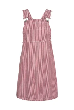 Vestido denim estampado às riscas