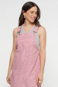 Vestido denim estampado às riscas