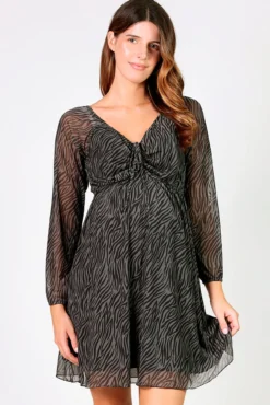 Vestido estampado maternity com franzidos no peito