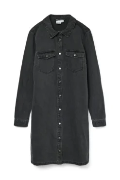 Vestido jeans curto de manga comprida