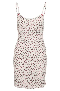 Vestido justo com alças e detalhes de laço