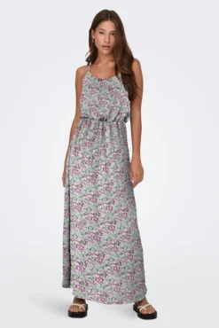 Vestido longo com alças ajustáveis