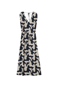 Vestido longo com estampado geométrica