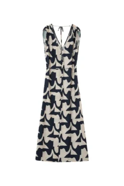 Vestido longo com estampado geométrica